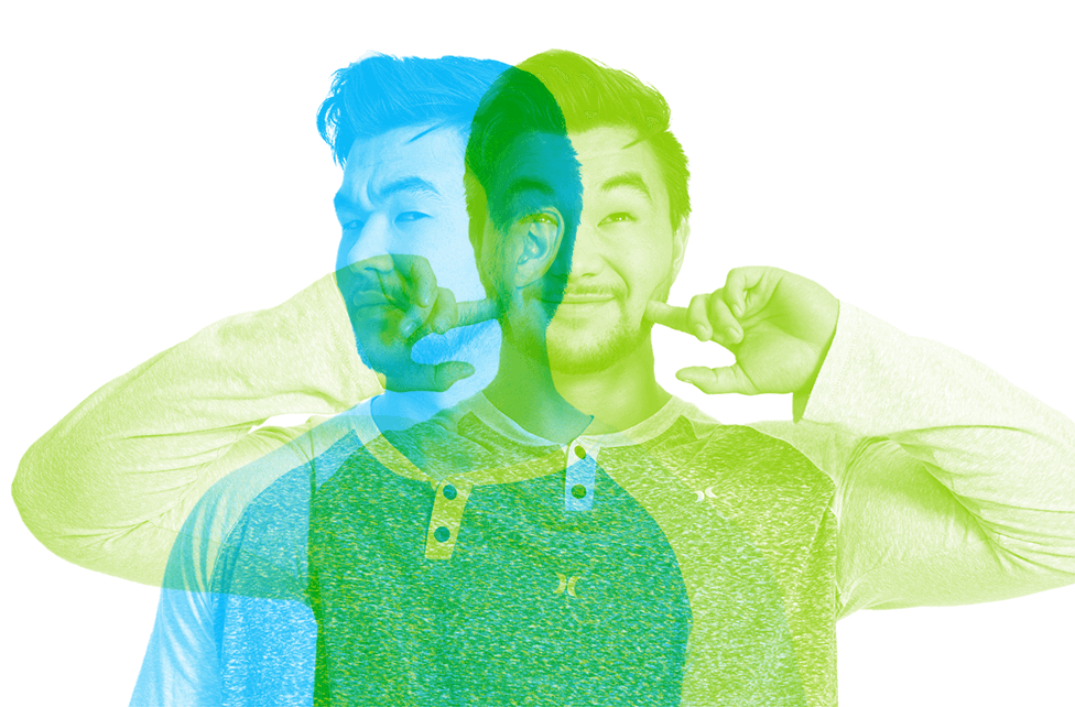 multi color image of a man